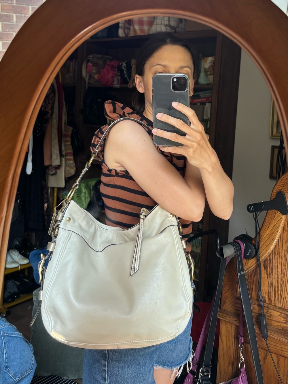Coach Maggie White Leather Hobo Shoulder Bag Style 12939! - Picture 6 of 15